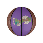 Cute happy pangolin anteater illustratie basketbal (Verticaal)