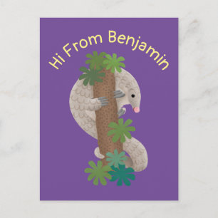 Cute happy pangolin anteater illustratie briefkaart