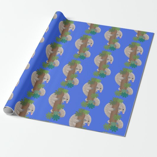 Cute happy pangolin anteater illustratie cadeaupapier (Uitgerold)