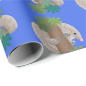 Cute happy pangolin anteater illustratie cadeaupapier (Rol Hoek)