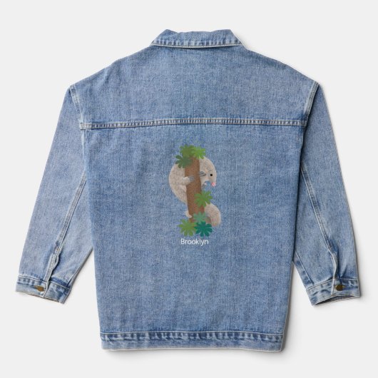 Cute happy pangolin anteater illustratie denim jacket (Achterkant)