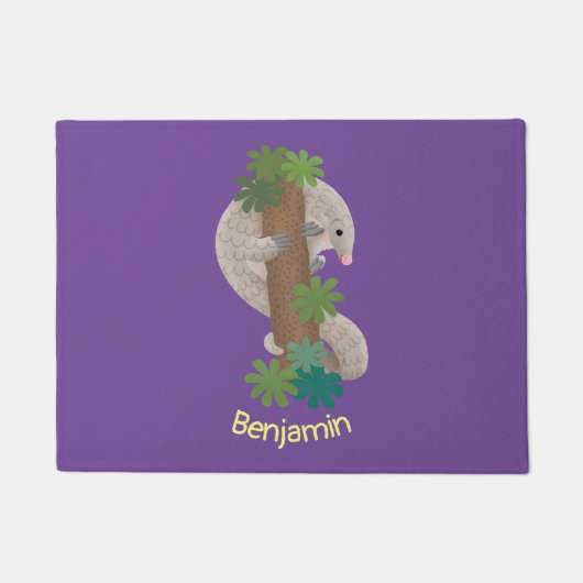 Cute happy pangolin anteater illustratie deurmat (Voorkant)