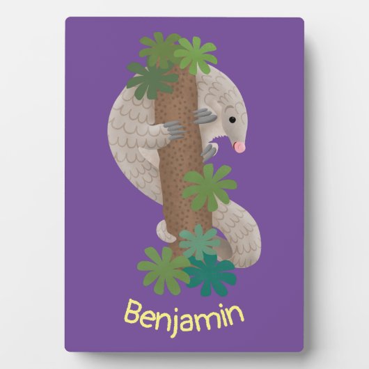Cute happy pangolin anteater illustratie fotoplaat (voorkant)