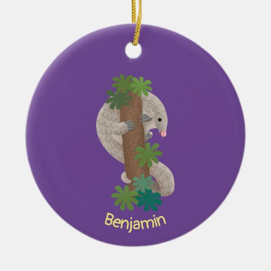 Cute happy pangolin anteater illustratie keramisch ornament (Voorkant)