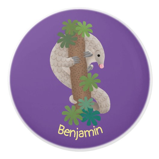 Cute happy pangolin anteater illustratie keramische knop (Voorkant)