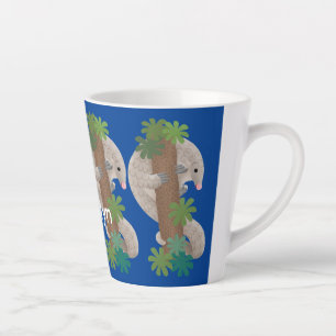 Cute happy pangolin anteater illustratie latte mok