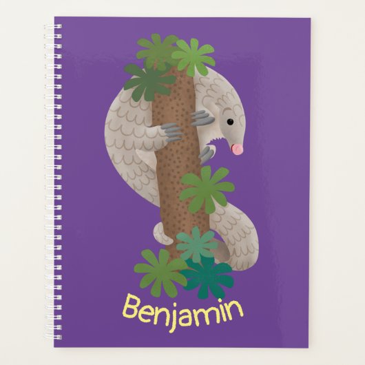 Cute happy pangolin anteater illustratie planner (Voorkant)