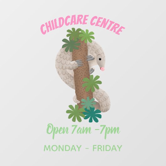 Cute happy pangolin anteater illustratie raamsticker (Vel)