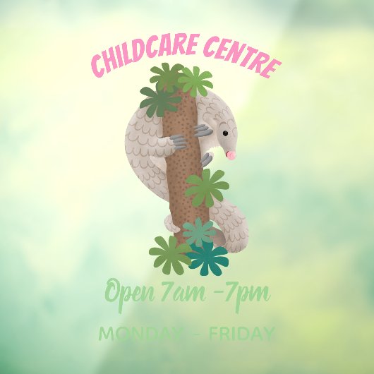 Cute happy pangolin anteater illustratie raamsticker (Vel 3)