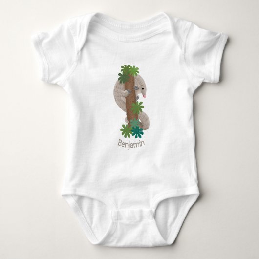 Cute happy pangolin anteater illustratie romper (Voorkant)