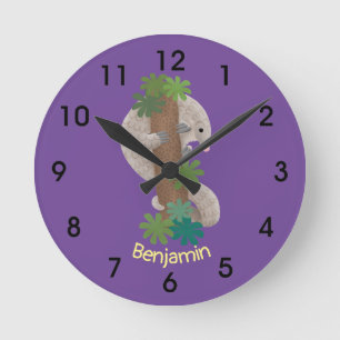 Cute happy pangolin anteater illustratie ronde klok
