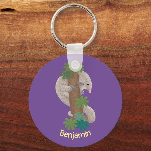Cute happy pangolin anteater illustratie sleutelhanger (Voorkant)