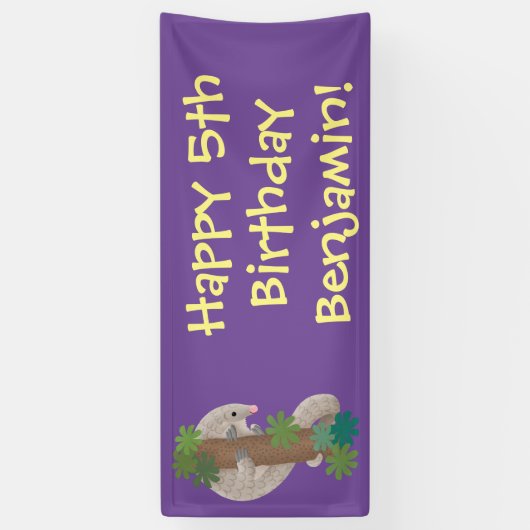 Cute happy pangolin anteater illustratie spandoek (Verticaal)