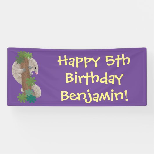 Cute happy pangolin anteater illustratie spandoek (Horizontaal)
