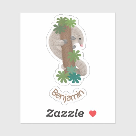 Cute happy pangolin anteater illustratie sticker (Vel)