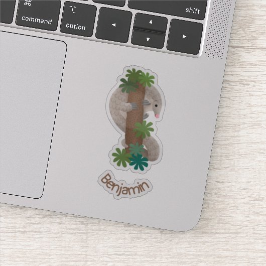 Cute happy pangolin anteater illustratie sticker (Detail)