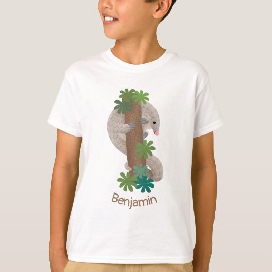 Cute happy pangolin anteater illustratie t-shirt (Voorkant)