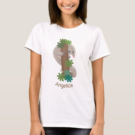 Cute happy pangolin anteater illustratie t-shirt (Voorkant)