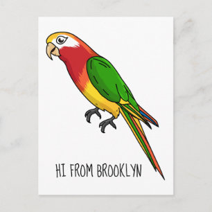 Cute happy parrot cartoon illustratie briefkaart