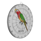 Cute happy parrot cartoon illustratie dartbord (Voorkant Links)