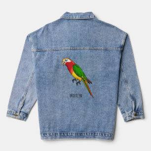 Cute happy parrot cartoon illustratie denim jacket