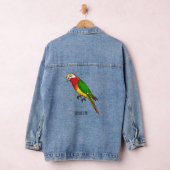 Cute happy parrot cartoon illustratie denim jacket (Hangar)