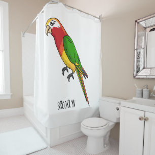 Cute happy parrot cartoon illustratie douchegordijn