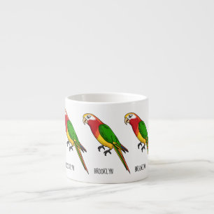 Cute happy parrot cartoon illustratie espresso kop
