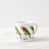 Cute happy parrot cartoon illustratie espresso kop (Voorkant rechts)
