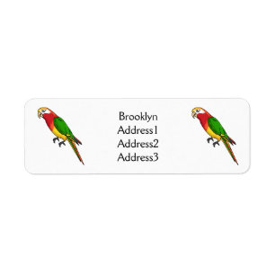 Cute happy parrot cartoon illustratie etiket