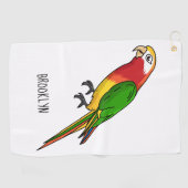 Cute happy parrot cartoon illustratie golfhanddoek (Horizontaal)
