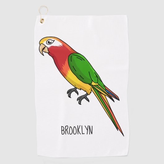 Cute happy parrot cartoon illustratie golfhanddoek (Voorkant)