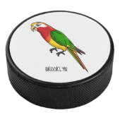 Cute happy parrot cartoon illustratie hockey puck (3/4)