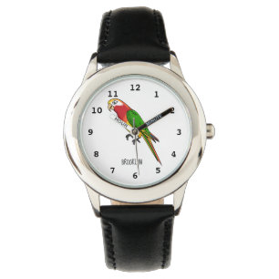 Cute happy parrot cartoon illustratie horloge