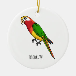 Cute happy parrot cartoon illustratie keramisch ornament