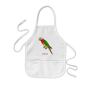 Cute happy parrot cartoon illustratie kinder schort