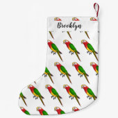 Cute happy parrot cartoon illustratie kleine kerstsok (Achterkant)