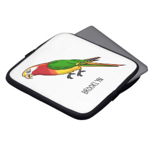 Cute happy parrot cartoon illustratie laptop sleeve