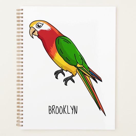 Cute happy parrot cartoon illustratie planner (Voorkant)