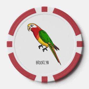 Cute happy parrot cartoon illustratie poker chips