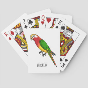Cute happy parrot cartoon illustratie pokerkaarten