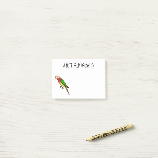 Cute happy parrot cartoon illustratie post-it® notes (Op bureau)