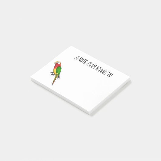 Cute happy parrot cartoon illustratie post-it® notes (Schuin)
