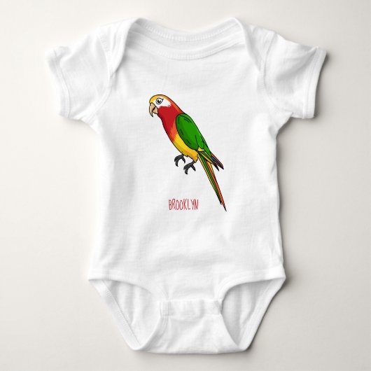 Cute happy parrot cartoon illustratie romper (Voorkant)