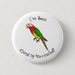 Cute happy parrot cartoon illustratie ronde button 5,7 cm