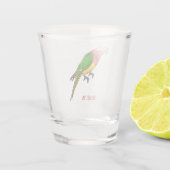 Cute happy parrot cartoon illustratie shot glas (Achterkant)