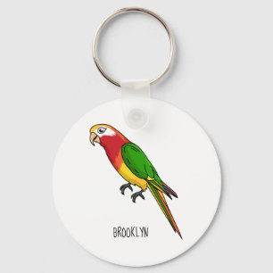 Cute happy parrot cartoon illustratie sleutelhanger