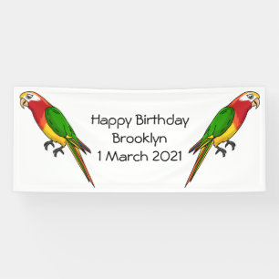 Cute happy parrot cartoon illustratie spandoek