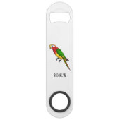 Cute happy parrot cartoon illustratie speed flessenopener (Achterkant)