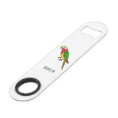 Cute happy parrot cartoon illustratie speed flessenopener (Achterkant Gekanteld)